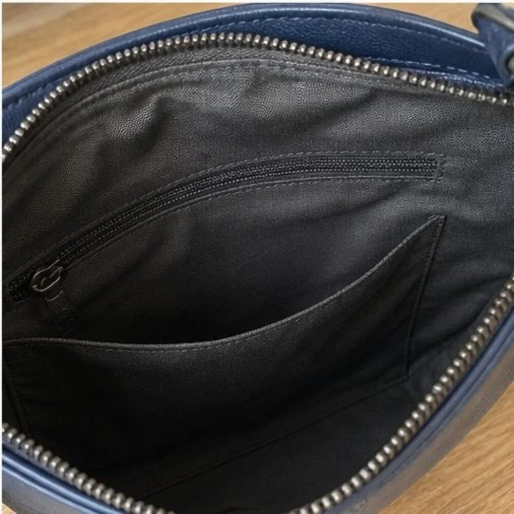 Navy Faux Leather Bag